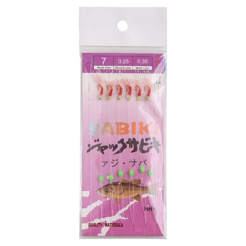 6Pcs/Set Tied Hooks Sabiki Rigs Carbon Steels Sabiki Lure Fishing String Hooks  Carp Fishing