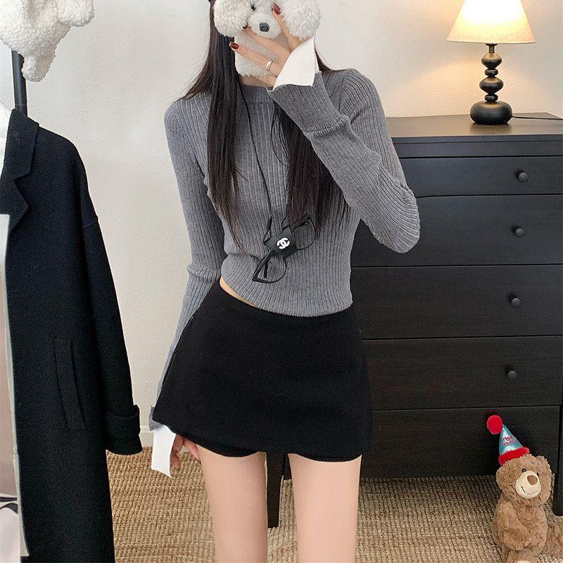 

Women s Versatile Woolen Skirt Pants with Side Zipper - Stylish, Slimming, Two-Wear Design for Spring, Autumn, and Winter XL (120-135 kg) чёрный