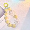 Heart Colorful Phone Lanyard Flower Keychain Crystal Phone Anti-lost Rope Colored Round Bead Cute Glitter Wrist Straps