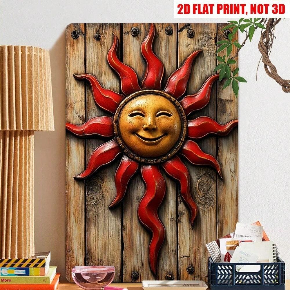 

Vintage Tin Metal Wall Art Rustic Sun Sign for Home Decor Indoor Outdoor 20x30
