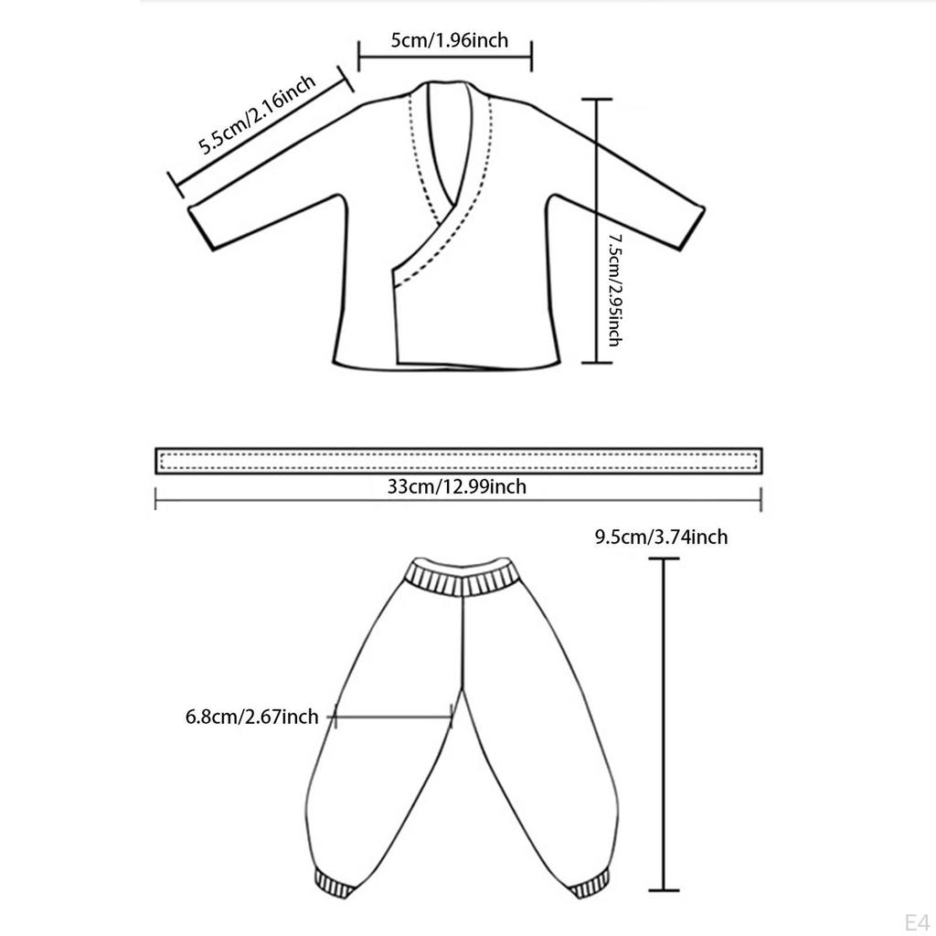 5 Pieces 1/12 Scale Top Coat with Pants Miniature Doll Clothes Arts Fighter Outfit Costume for 6"