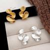 Real 925 Silver 18K Gold Twisted Flower Stud Earring for Women Minimalist Personality Fine Jewelry Trendy Accessory