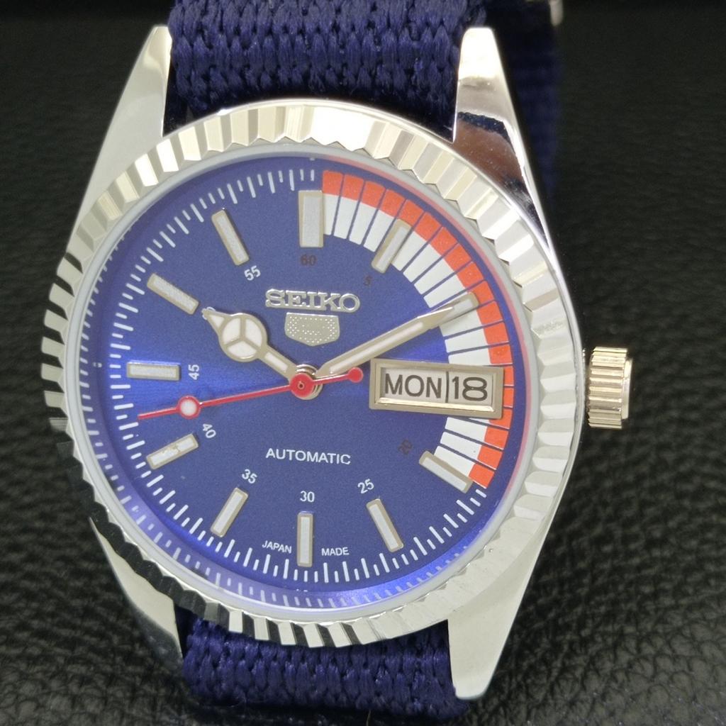 AUTOMATIC VINTAGE REFURBISHED SEIKO 5 6309A JAPAN MENS BLUE DIAL WATCH a440816-4