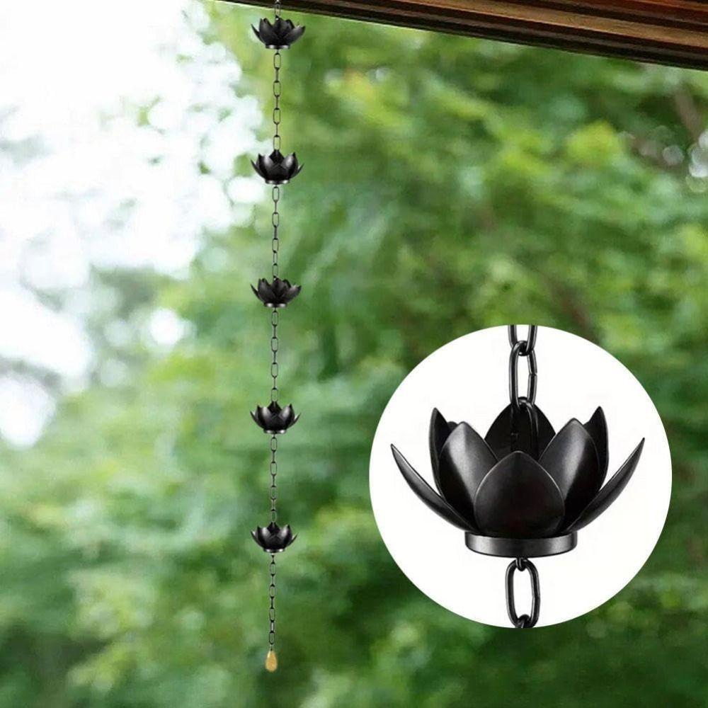 Gutter Rain Chain Adjustable Divert Water Rain Chain Cup Outdoor Metal Replacement Lotus Shape Rain Catcher Chain