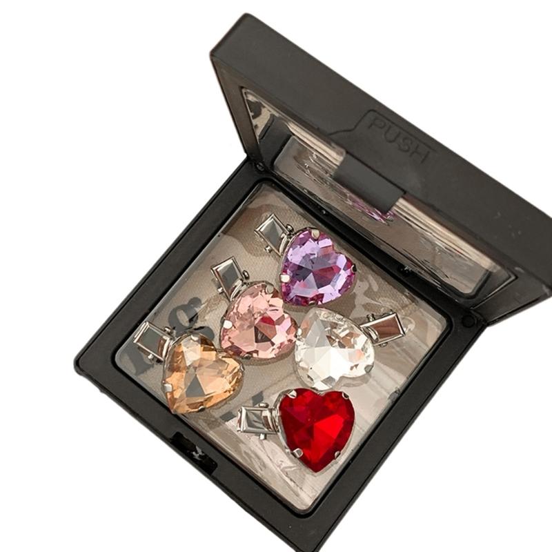 

5x Heart Hairpin Cute Sweet-Rhinestone Side Clip Hairpin Love Heart Snap Barrettes Kid Women Hair Styling Ornament