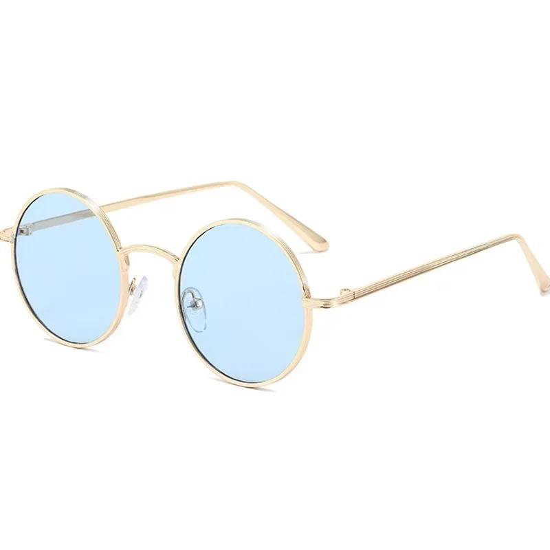Retro Punk Style Men Sunglasses Women Vintage Round Metal Frame Colorful Lens Sun Glasses Fashion Eyewear  UV400