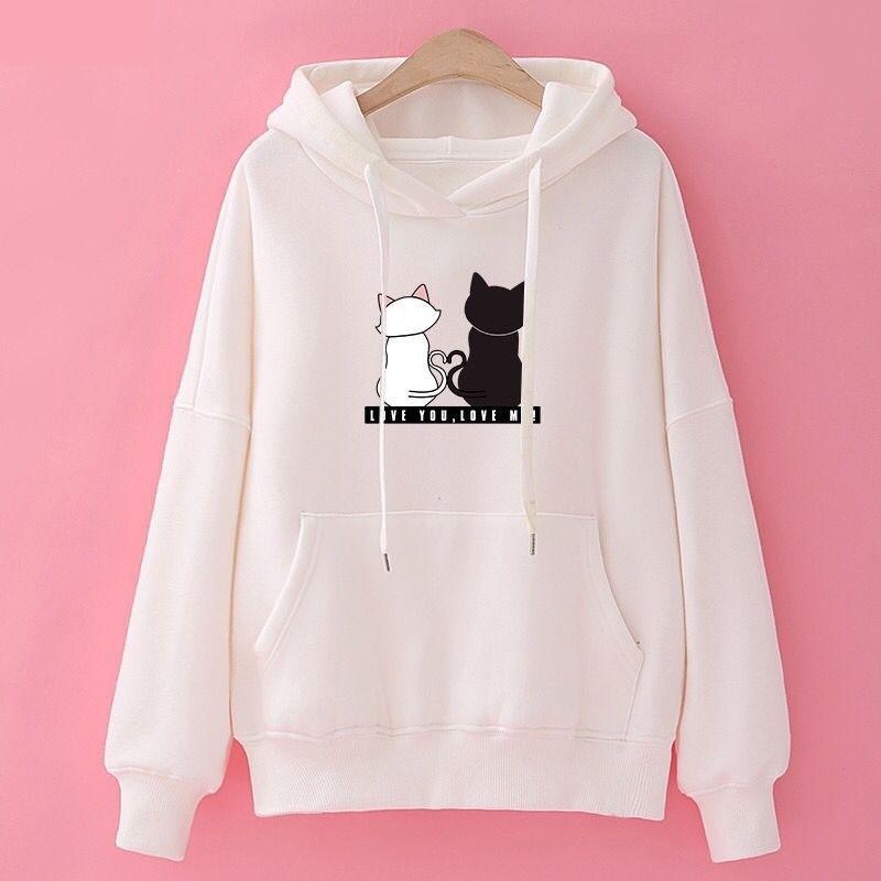 Streetwear Hoodies Women Sweatshirt Autumn Long Sleeve Hoodies Harajuku Hoodie Cute Cat Print Sweatshirt Women
