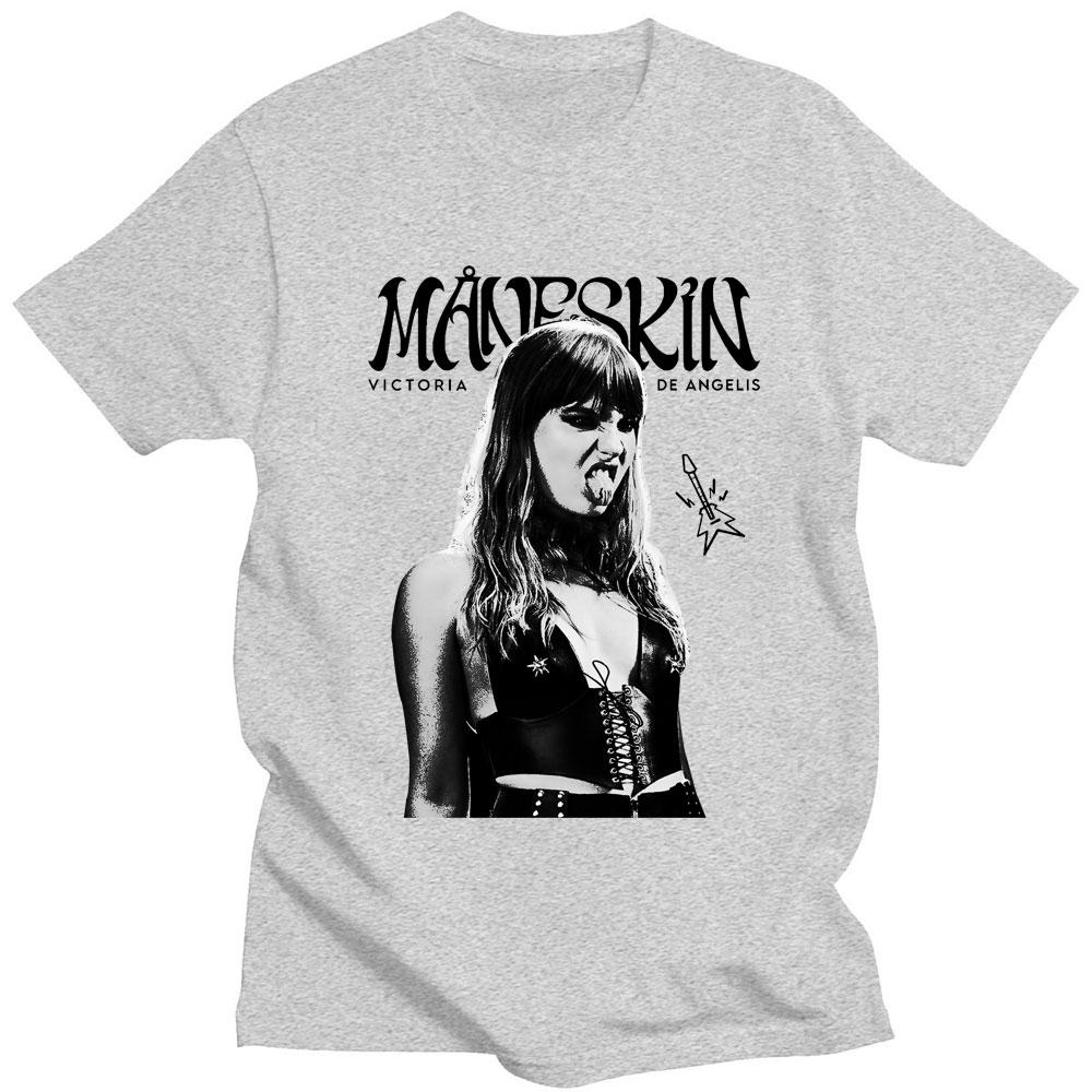 Rock Band Maneskin T Shirt Victoria De Angelis Print Unisex Cotton Cool Harajuku Gothic T Shirts Loose Y2k Casual Street T-shirt