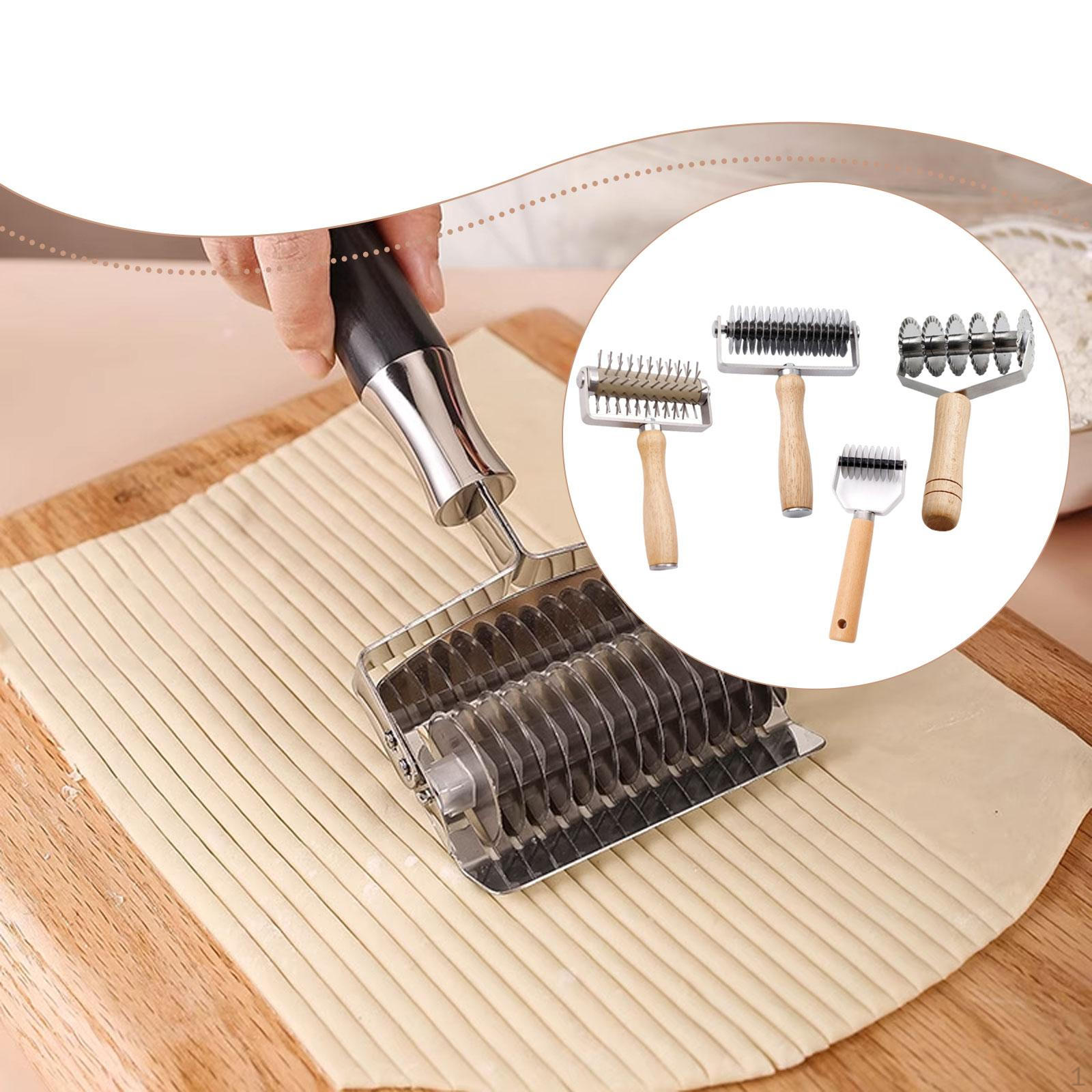 

4 шт. Решетчатый ролик для нарезки теста с деревянной ручкой Докер Ролик для раскатки лапши для дома, кафе