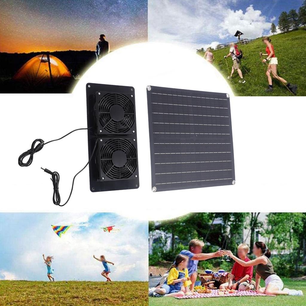 20W 18V Solar Panel Exhaust Fan Photovoltaic Vent Fan for Shed Chicken Coop Dog House Greenhouse
