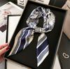 Luxury 2024 Silk Print Hair Scarf Women Floral Kerchief Neck Tie Hand Wrist Foulard Shawl Wraps Head Hijab Bandana Echarpe