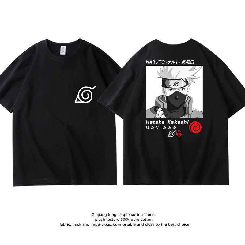 Black Childrens Tshirt Naruto Kakashi Naruto Uchiha Itachi Sasuke Pure Cotton Doublesided Printed Parentchild Casual Tshirt