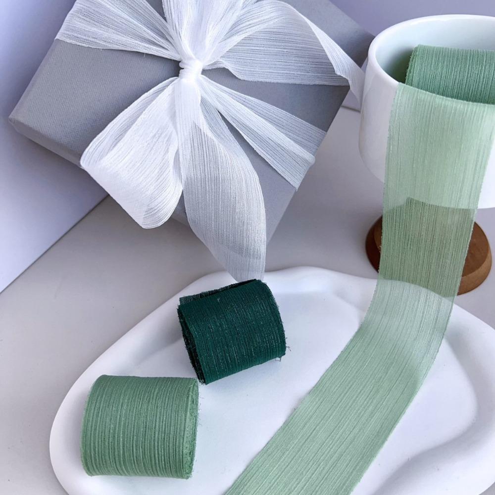 

3pcs Bouquet Wrapping Chiffon Wrinkle Mesh Bright Silk Chiffon Ribbon Silver Sparkling Ribbon Gift 1