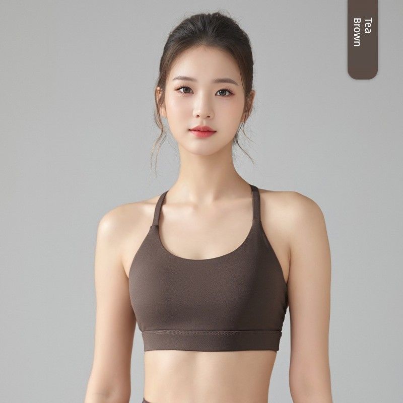 

High-Strength Bubble Wrap Yoga Clothes Underwear Beautiful Back Women s Push-up Quick-Dry Breathable Vest Sports Workout Bra Outwear Tea Brown XL