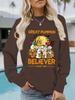 European & American Halloween Print Women's Casual Long Sleeve Crew Neck Sweatshirt for Autumn & Winter