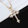 Fashionable and Exquisite Red Green Crystal Zirconia Cross Pendant Necklace for Ladies Elegant Party Christmas Gift