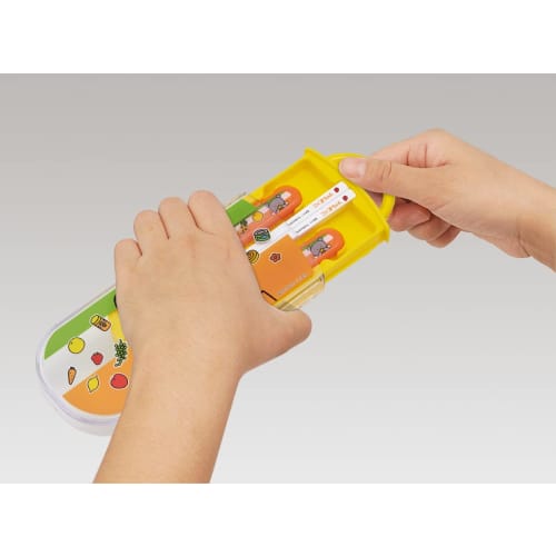 Skater Children's Antibacterial Trio Set: Chopsticks, Spoon, and Fork (Little Bear Design), Made In Japan, TACC2AG-A