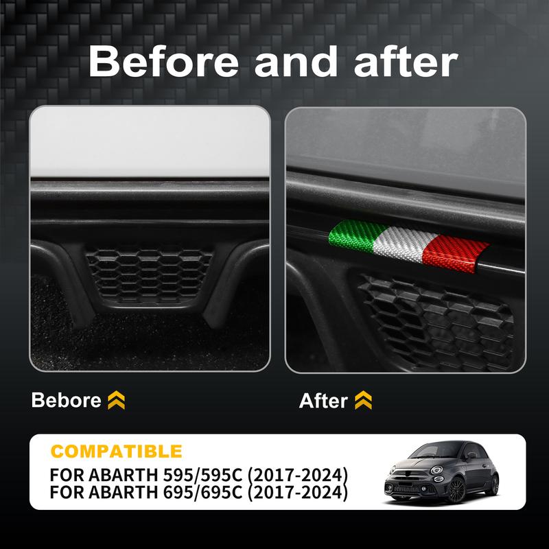 Hard Dry Carbon Fiber For Abarth 595 695 595C 695C 2017-2024 Italian Tricolor Car Rear Bumper Lip Sticker Accessories