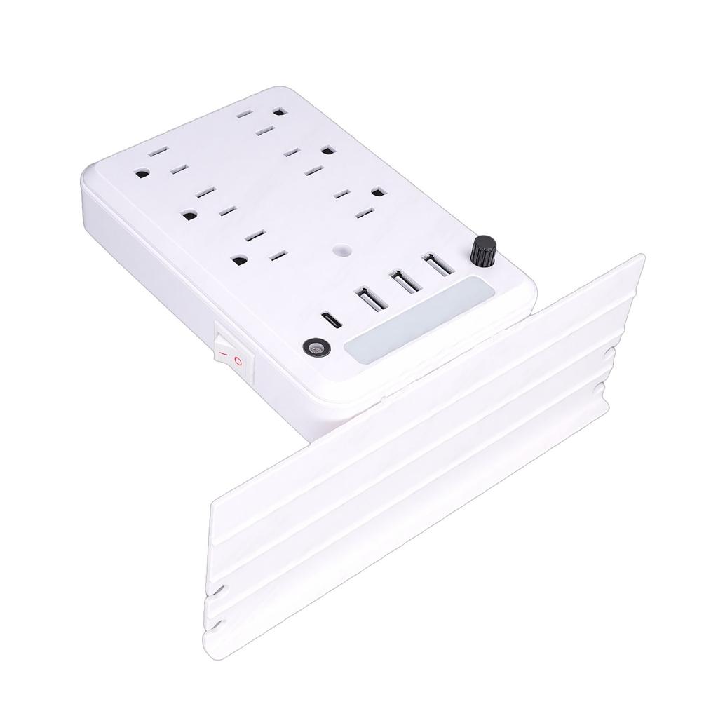 Wall Outlet Extender with Shelf Night Light Surge Protector 4 USB Ports 6 AC Outlets Wall Power Strip for Home