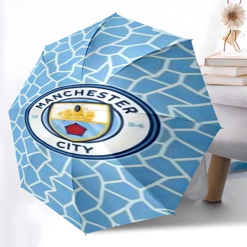 1pz Ombrello Automatico Robusto a 8 Stecche, Ombrello Manchester United Manchester City, Stampato Digitalmente, Ombrello Pieghevole per Uso Esterno in Movimento