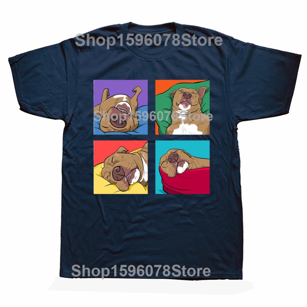 Funny Pitbull Lazy Gift for Dog Love T Shirts Graphic Cotton Streetwear Short Sleeve Birthday Summer Style T-shirt Mens Clothing