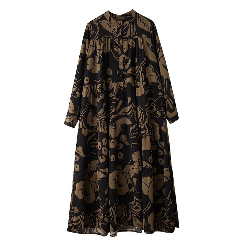 Spring and Autumn Large-size Women's Clothing Round Neck Long-sleeved Loose Pendulum Type Middle-aged and Elderly Mother Clothing Foreign