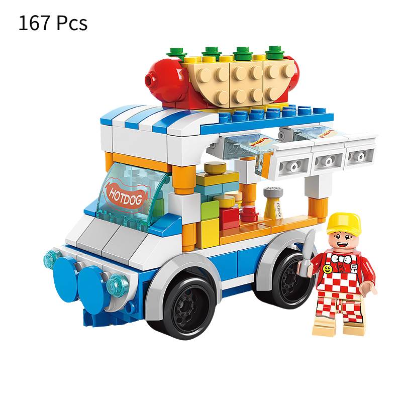 

Набор блоков Конструкторы Тема продуктового магазина Сделай сам Пластиковая модель Детский подарок для мальчиков Декор Hotdog