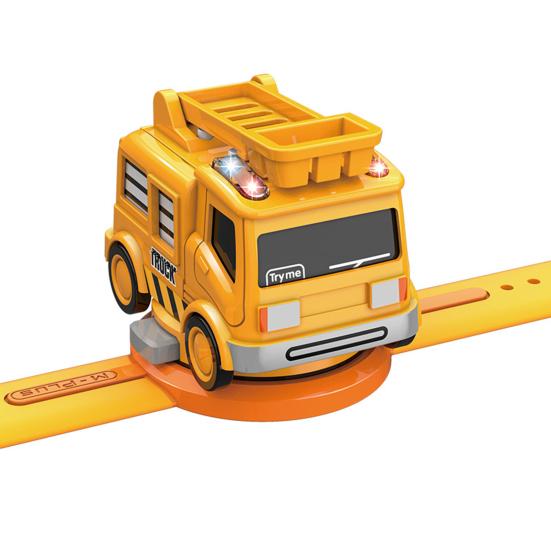 2-in-1 Mini Cartoon Car Analog Electronic Watch Ambulance City Truck Engineering Car Interactive Toy Lovely Children Mini Car Pull Back Toy