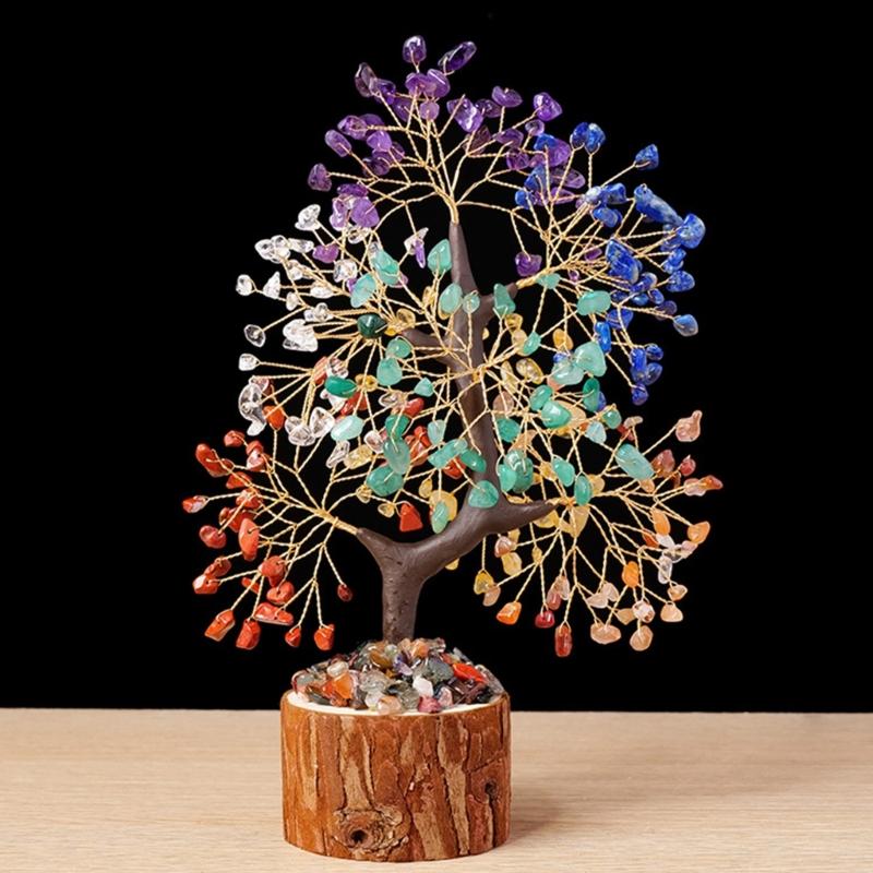 Fengshui Crystal Tree Figurine Bonsais Ornament for Attracting Wealth Good Luck Spiritual Gift Home and Office Decors