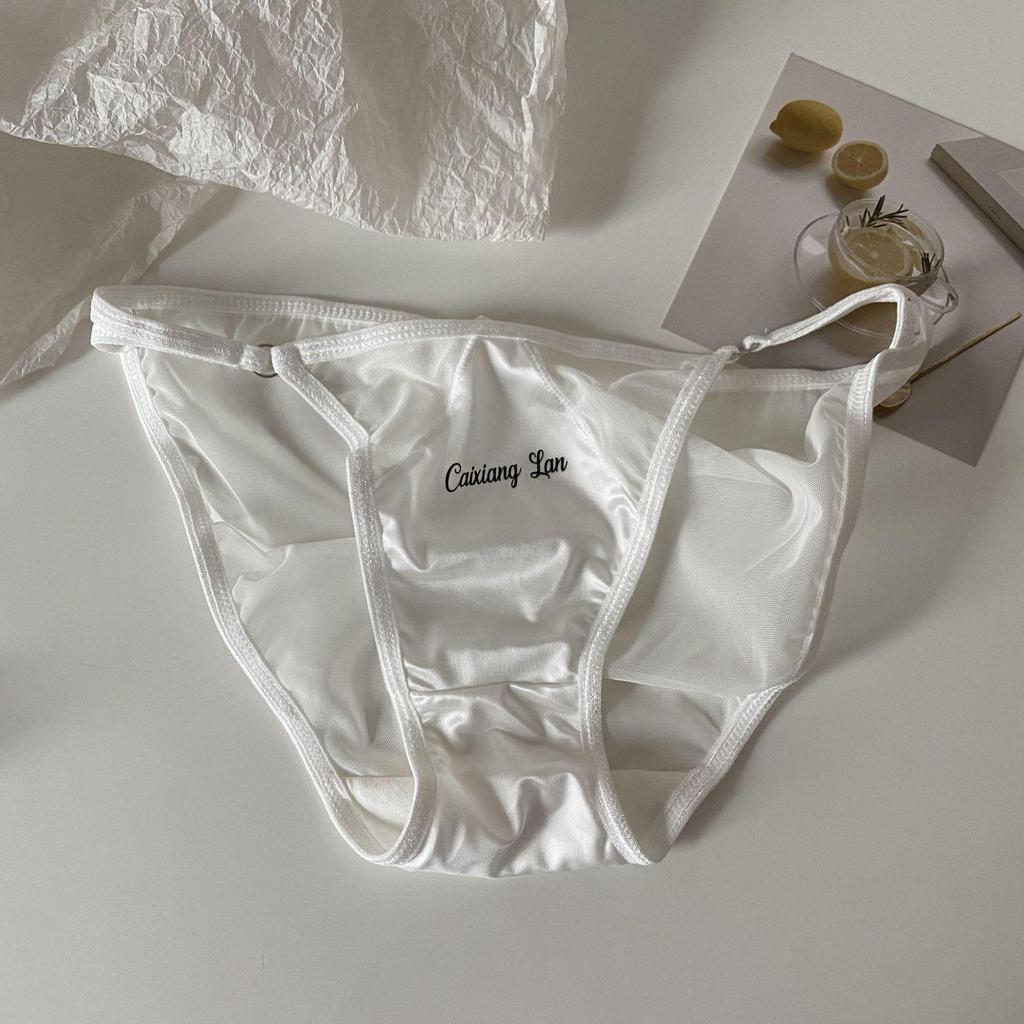Danish Moonlight: Women's Sexy Thin Strap High Slit Silk Low Waist Seamless Panties