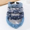 Vintage Kaschu Sternstreifen Print Denimstoff Knoten Haarband für Frauen Mädchen Lässig Shopping Kopfschmuck Einfache Denim Stirnbänder