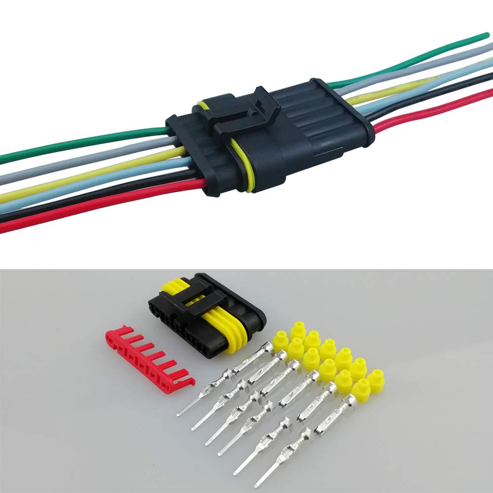 FULARR 2 Sets 6 Pin Car Waterproof Electrical Wire Connector with Wiring for Car