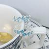Spring And Summer Sea Blue Enamel Dripping Oil Flower Butterfly Opening Ring High Sense Personality Light Luxury Ring Women