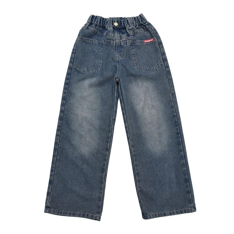 Girls' Autumn 2026 Trendy Wide Leg Street Style Jeans for Kids
