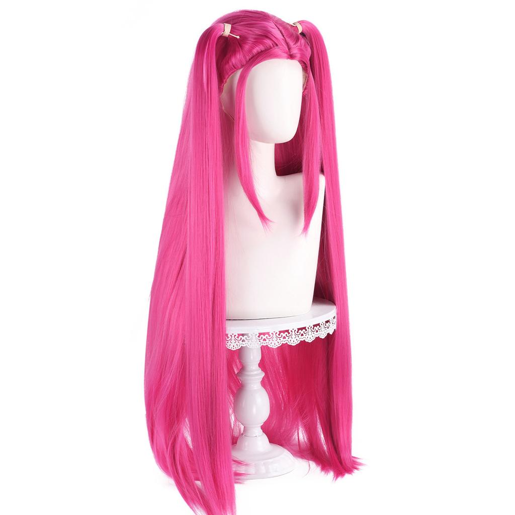 Skpop Hexenjagd Gruppe Mila Cosplay Perücke, Rosenrot Hochtemperaturfaser Vollperücke, Langes Haar Für Doppelte Zöpfe