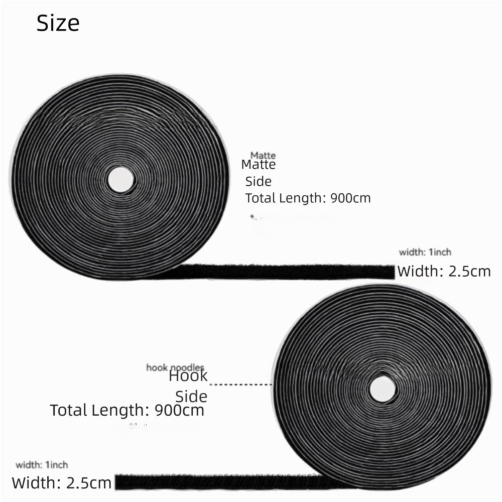 30Ft x 1 Inch Hook and Loop Strips Sticky Back Nylon Polyester Adhesive Fastening Tape Black Double Sided