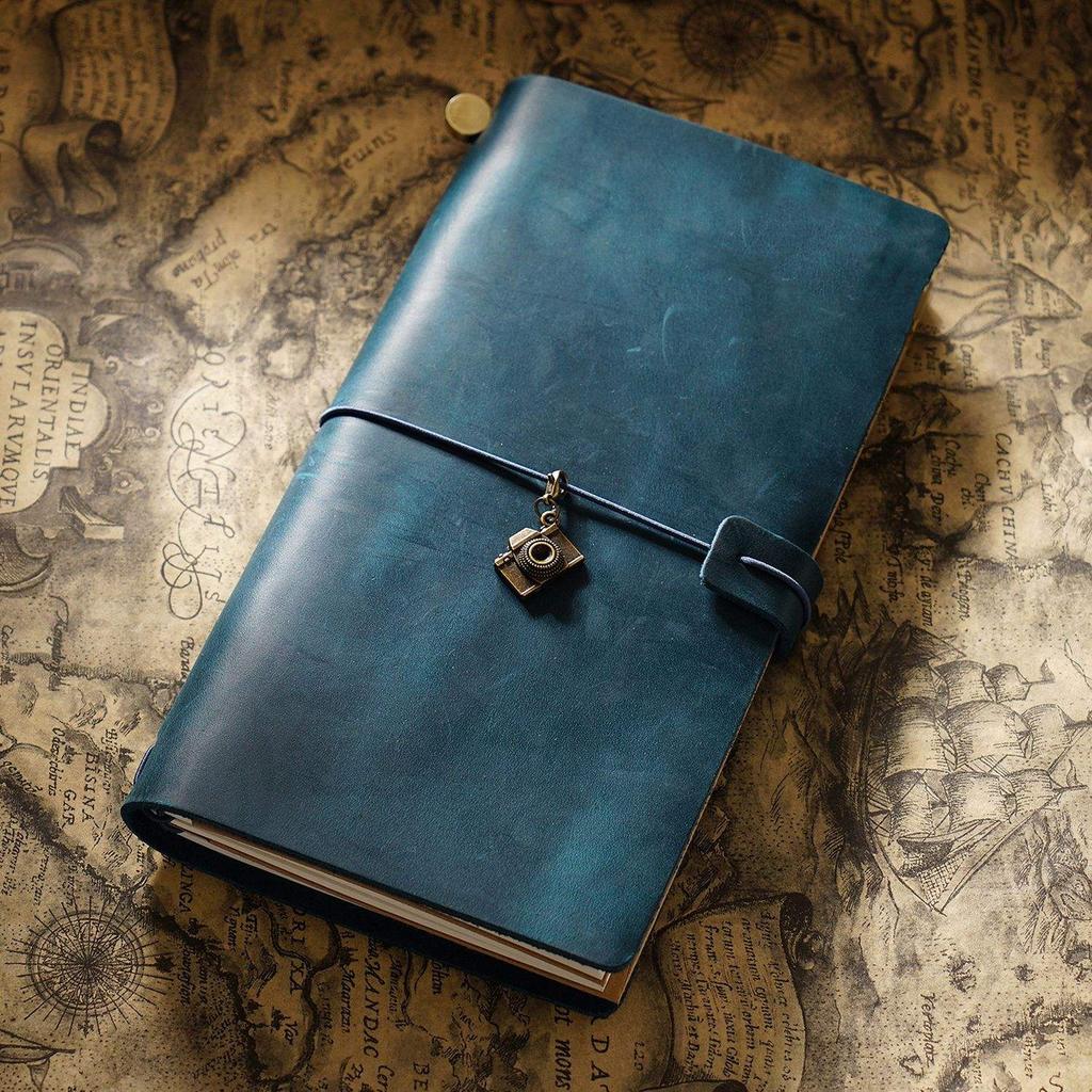 Vintage Full Grain Leather Planner Diary Notebook with Loose Leaf Pages A5 Size Sewing Bound Gift