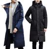 Men Cotton Coat Hooded Long Sleeve Solid Color Quilted Jacket with Multi Pockets Thickened Warm Windproof Winter Outerwear