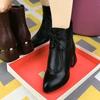 Women's Boots: Soft Leather, Medium Thick Heel Boots, Women's Cotton Shoes with Soft Fleece Soles