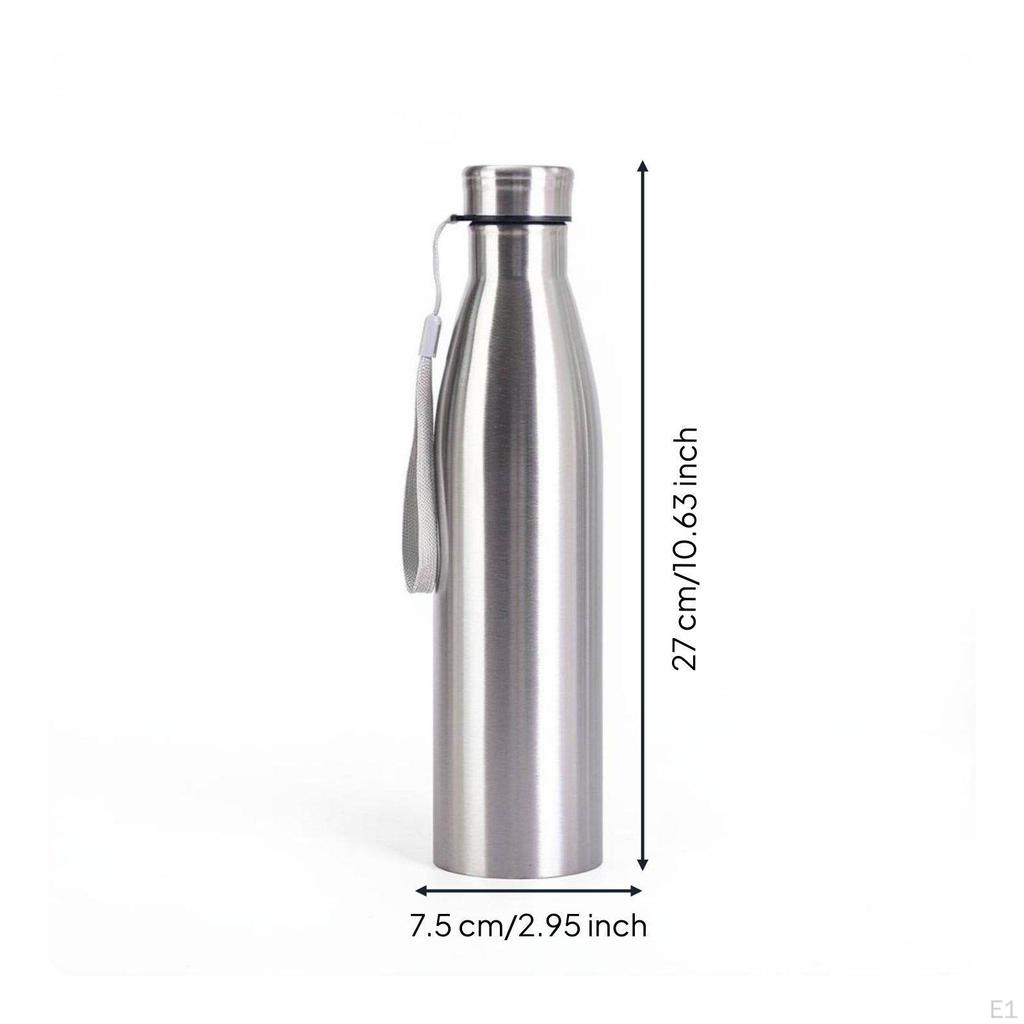Stainless Metal Water Bottle Minimalist Design Insulated Travel Mug with Strap Portable