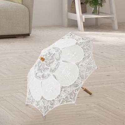 Spitzen Hochzeitsregenschirm Foto Requisite Holzgriff Kreativ Leicht Kostümzubehör Braut