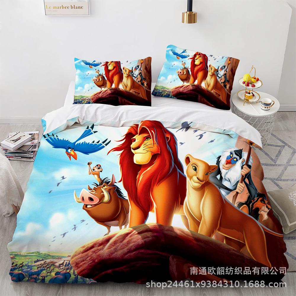 

3D Digital Printing Three-Piece Set Size Lion King Four-Piece Set Home Textile US Twin 173x218cm