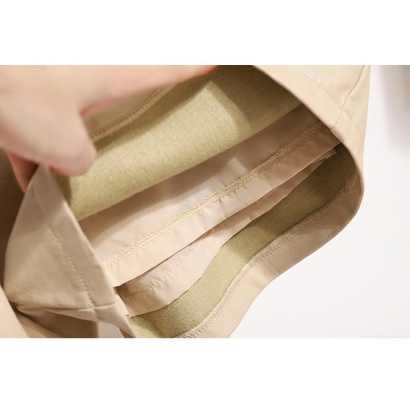 DIMANAF 2024 Übergröße Herbst Winter Shorts Damen Lässig Neu PU Leder Uni Locker Weitbein Hose Hohe Taille Kurze Hose