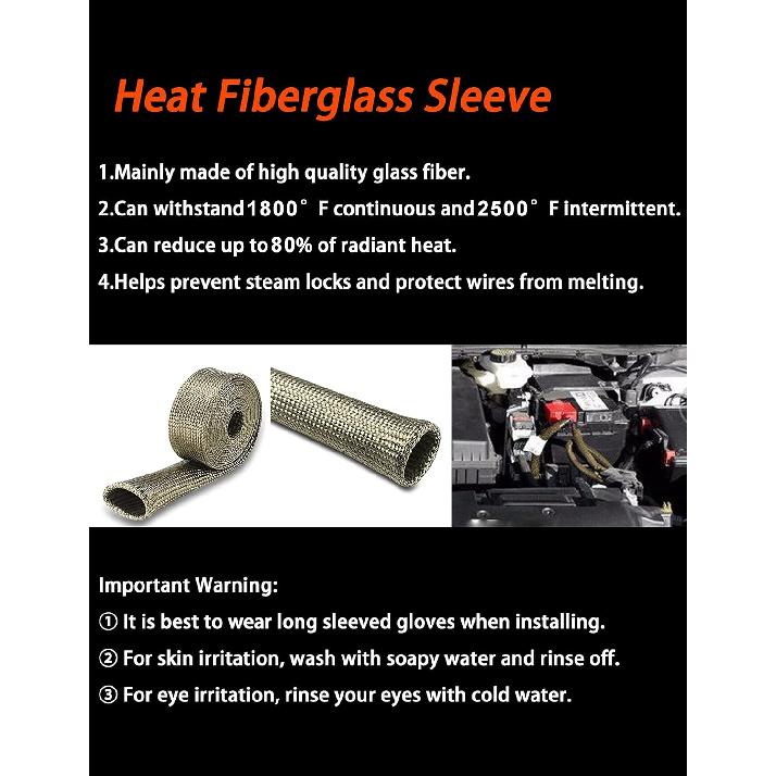 Wire Heat Shield Automotive Heat Shield Sleeve Fuel Line Heat Shield Titanium Auto Hose Spark Plug Wire Cover Protectors Boots Roll 2500 Degree For