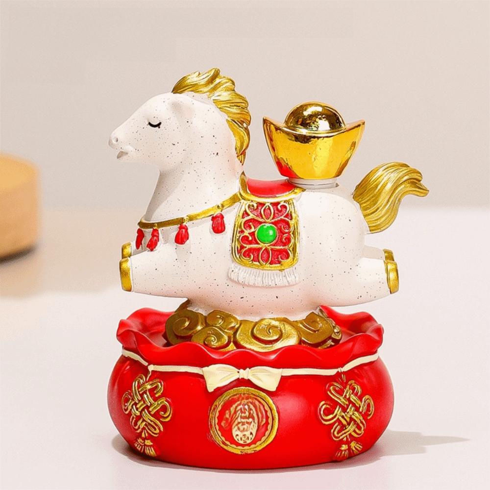 Resin New Year Mascot Miniature Desktop Ornament Zodiac Ornaments Gift Horse Figurine  Cabinet