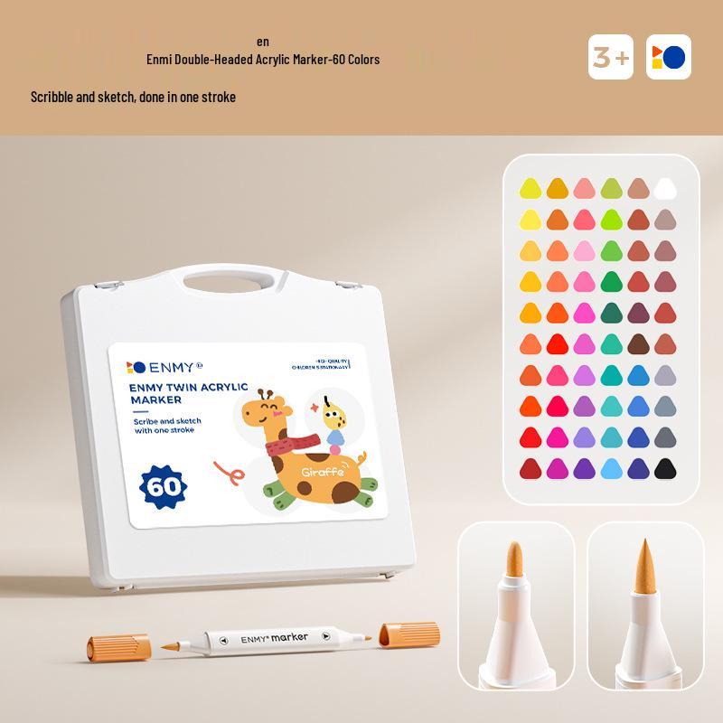 Enmi Double-Headed Washable Acrylic Marker for Students - Soft & Hard Tips