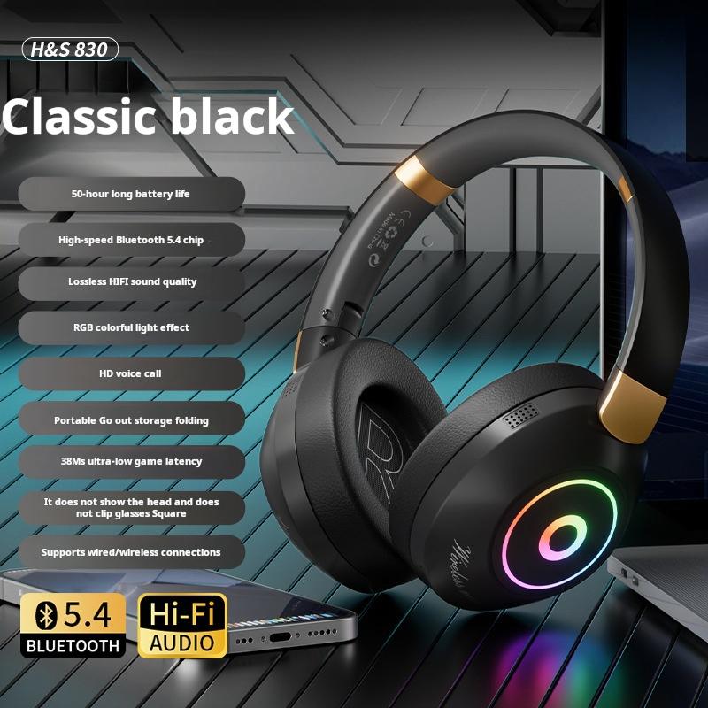 Wireless Bluetooth Headphones Game Headset HIFI Stereo Sound Earbuds with Mic Sport RGB Color Earphone