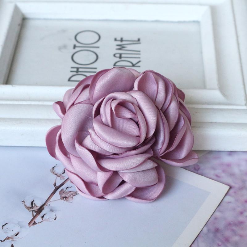 

5 шт 8 см Штучна атласна троянда Тканинні кучеряві квіти Одяг Сукня Декор DIY Бутік Весільна прикраса фіолетовий
