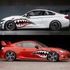 2pcs Funny Cartoon Car Stickers Shark Mouth Tooth Teeth Stylish Fun Graphics PVC Waterproof Stylish Sticker for Car DIY Decals