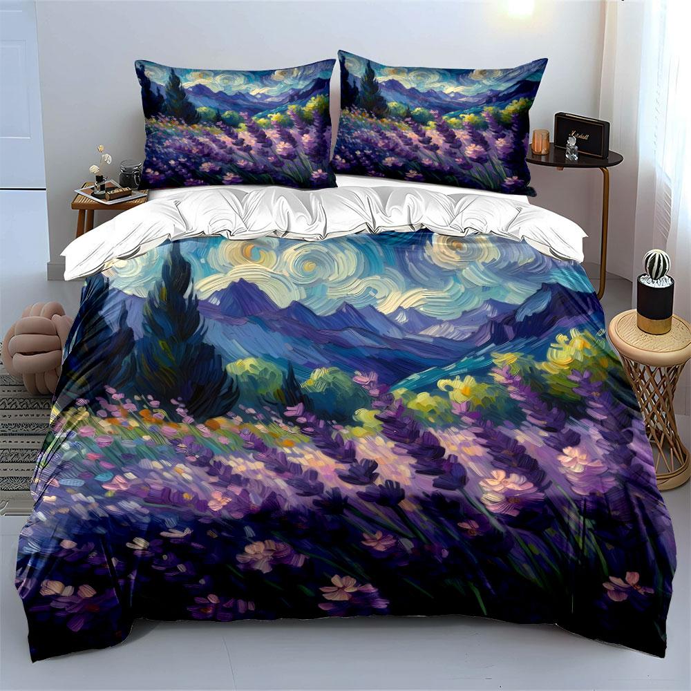 Lavender Field Artistic Nature Set Exquisite Three-Piece Bedding Set Gift For Kids And Adults
